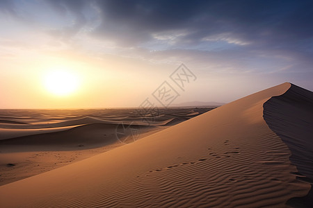 沙漠日落中的壮丽景观背景图片