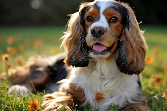 公园中快乐的小狗图片