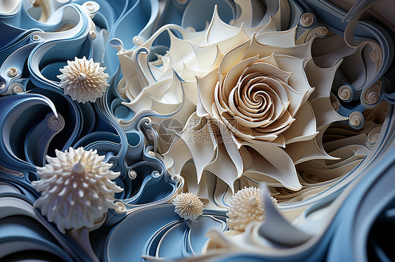 雕刻的螺旋花朵图片