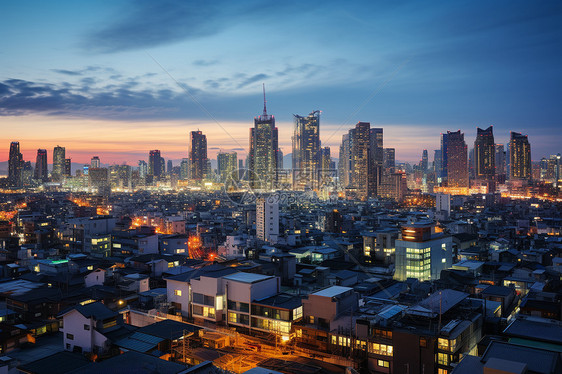 东京夜景下的建筑图片