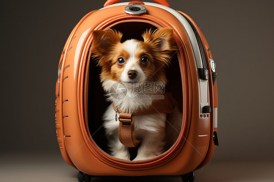 小狗在行李箱里图片