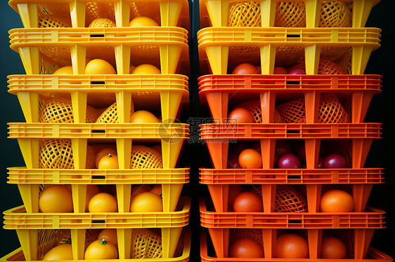 彩橙篮子里的水果图片
