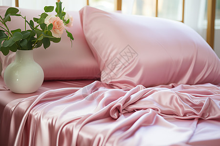 床上的丝绸床品图片
