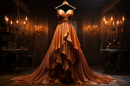 美丽的橘色晚礼服图片