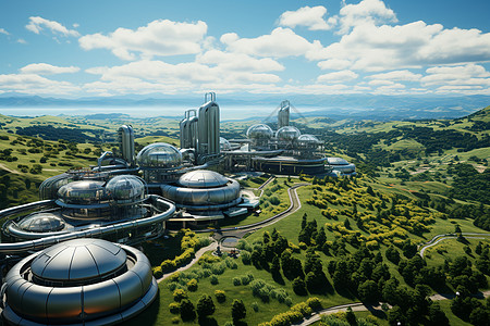 天空下的气体能源工厂图片