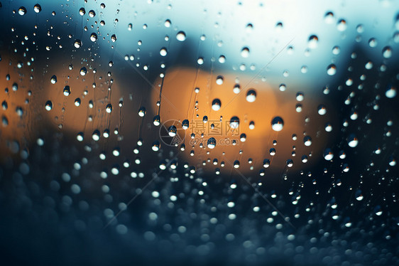 夜晚下的雨滴窗户图片