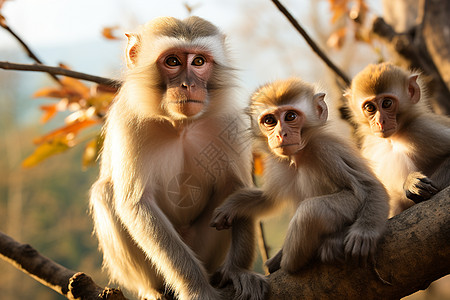 树木上的猴子家庭图片