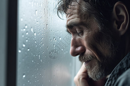 下雨时悲伤的男人图片