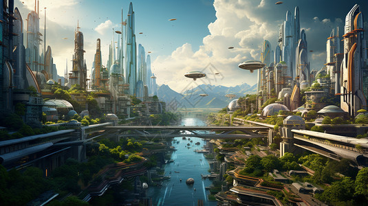 未来科技城市内的建筑图片