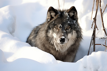 冬日户外的狼图片
