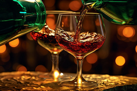 玻璃杯中可口的红酒图片