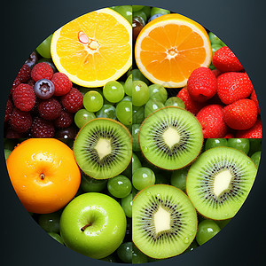 新鲜多汁的水果拼接图图片