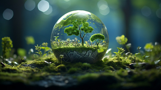水晶球里的生态景观图片
