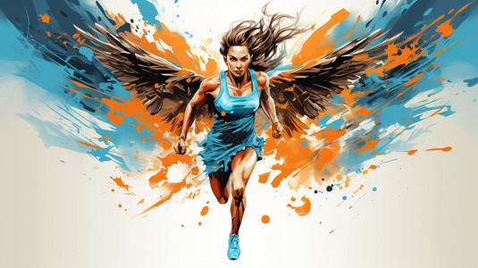 长出翅膀的跑步运动员图片