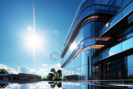 太阳照射在建筑物上的光影图片