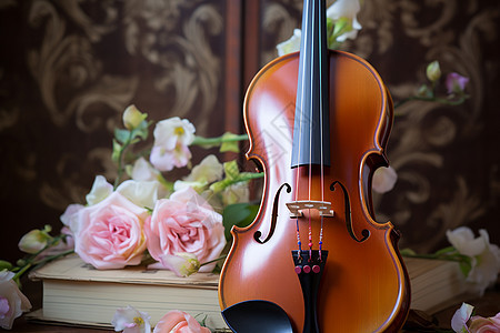 经典的木制提琴背景图片