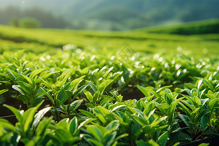 户外新鲜的茶叶背景图片