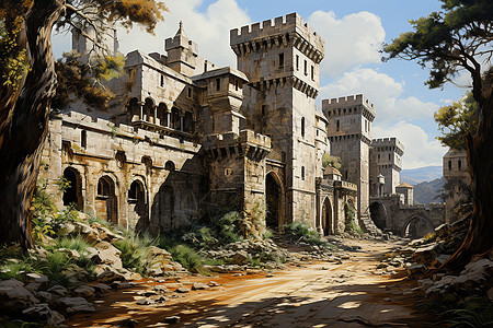 古老的城堡背景图片
