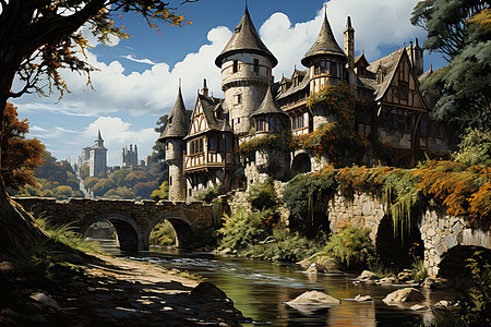 欧式城堡建筑背景图片