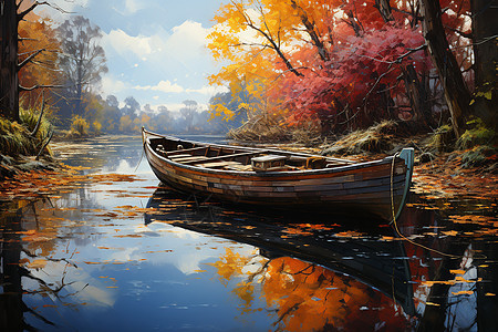 河岸的渔船背景图片