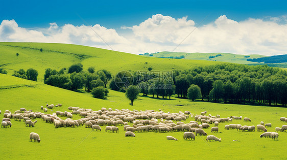 山丘中的羊群图片