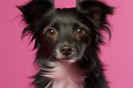 粉色背景中的小狗图片