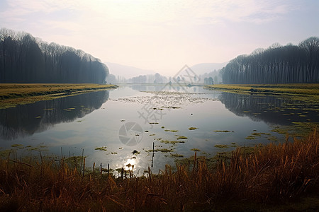 湖畔的自然风景图片