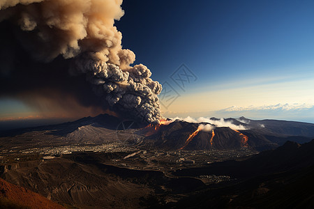 城市的火山烟雾图片