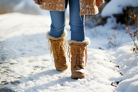 冬日里穿着靴子的人图片