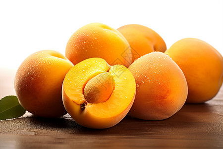 桌子上新鲜的杏子图片