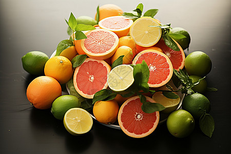 酸甜可口的柚子和柠檬图片