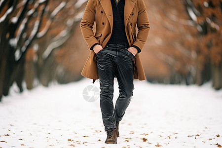 冬日漫步的男士图片