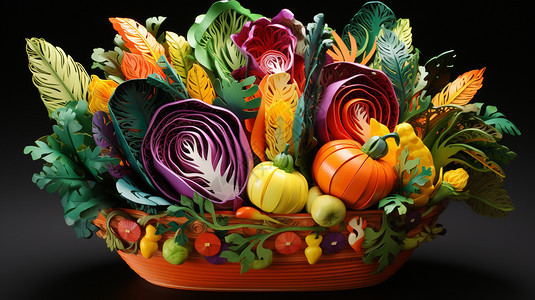 3D抽象的蔬菜图片
