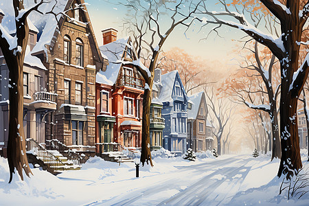 冬日城市动画背景图片