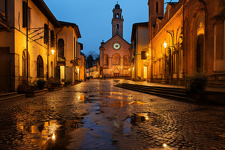 傍晚的意大利古城街道图片