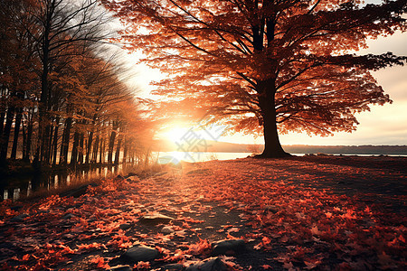 秋日林间的美景图片