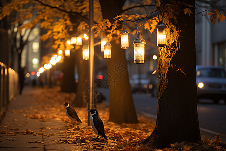 夜晚城市街头的魔幻现实主义图片