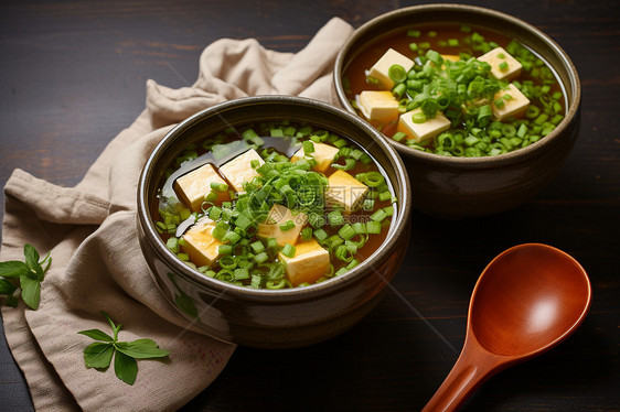 绿色健康的豆腐豌豆汤图片
