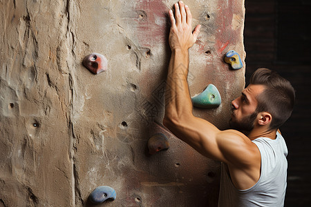 攀岩达人挑战岩壁背景图片