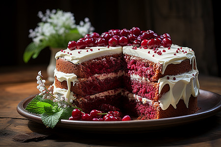 甜蜜诱人的红丝绒蛋糕高清图片