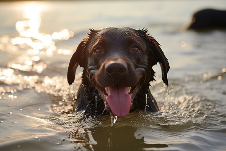 狗狗在水中游泳图片