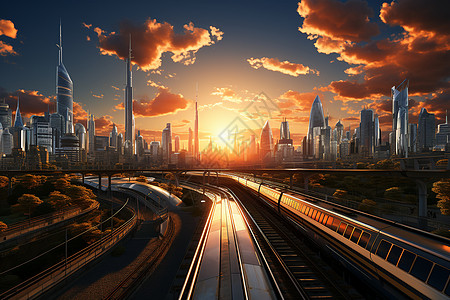 未来城市火车轨道图片