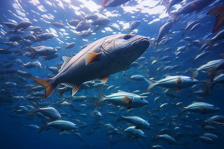 海底的热带鱼群背景图片
