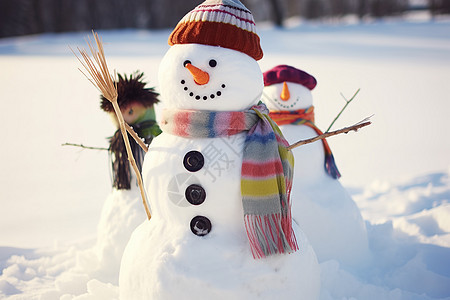 欢乐的冬日雪人图片