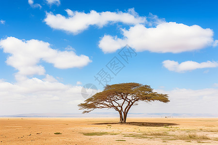 孤独树在沙漠平原图片