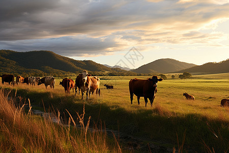 牧场上的群牛图片