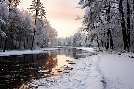 冬日公园的雪景图片