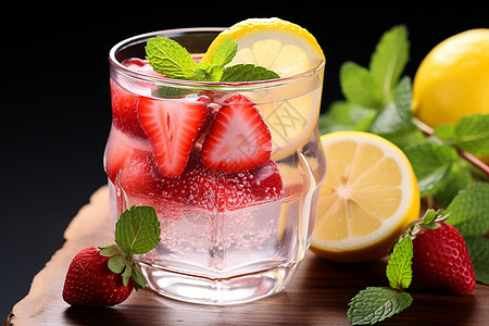草莓饮品草莓柠檬水背景