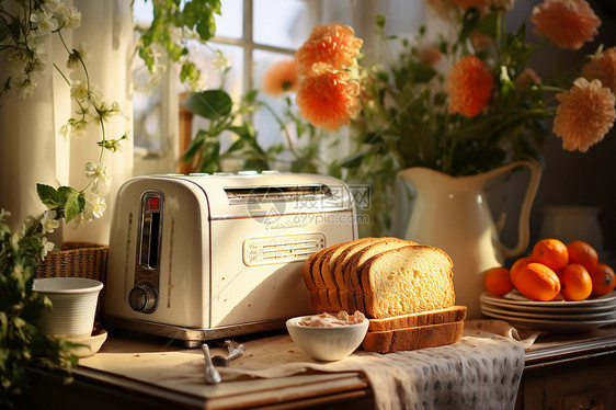 厨房里的面包机图片
