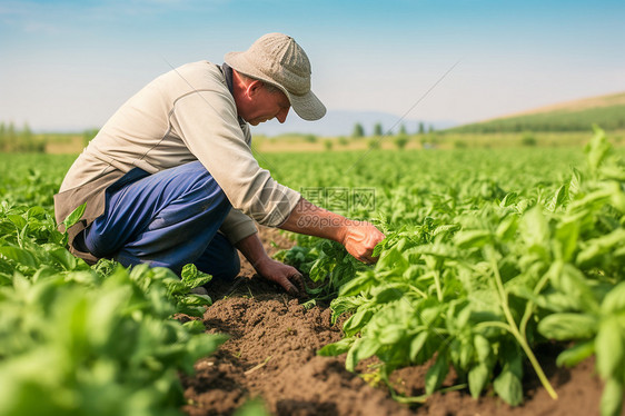 田地里耕作的农民图片